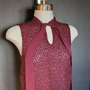 Maroon Banana Republic Lace Blouse